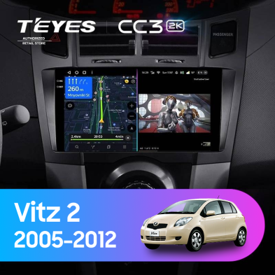 Штатная магнитола Teyes CC3 2K 6/128 Toyota Vitz 2 XP90 (2005-2012) F2